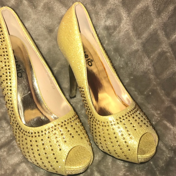 Stylo Bling Glitter Rhinestone Peep Toe Heels - Picture 6 of 8